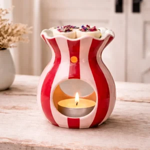 Striped Pink & Red Wax Melt Burner